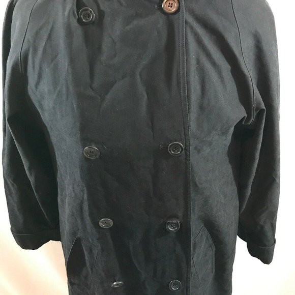 Saks Fifth Avenue dbl breasted black trench coat - Picture 3 of 7